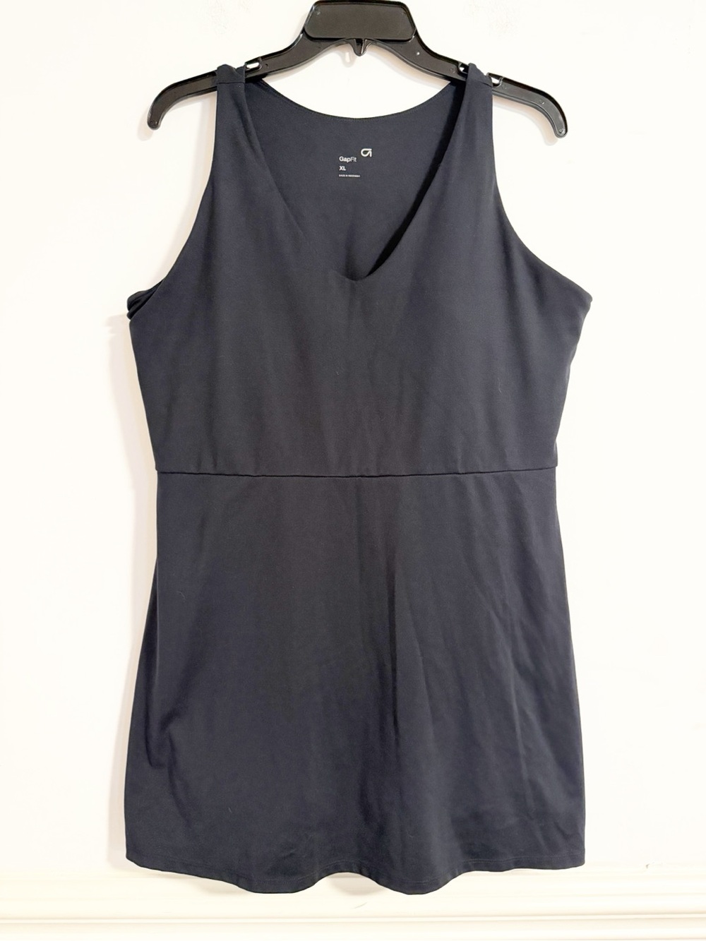 Gap GapFit Black V Neck Active Tank Dress Built In Shorts Pocket XL